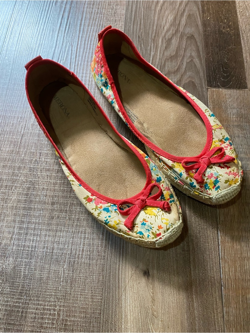Merona Floral Canvas Ballet Flats with Coral Trim